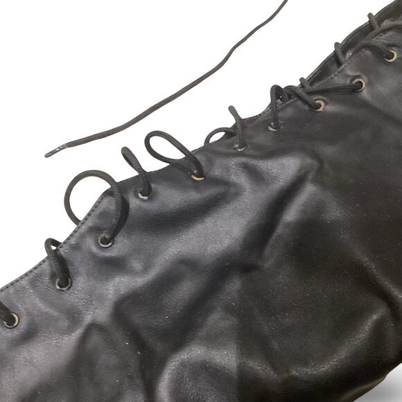 Thigh High Laceup Back Peep Toe Platform Boots - Picture 8 of 11